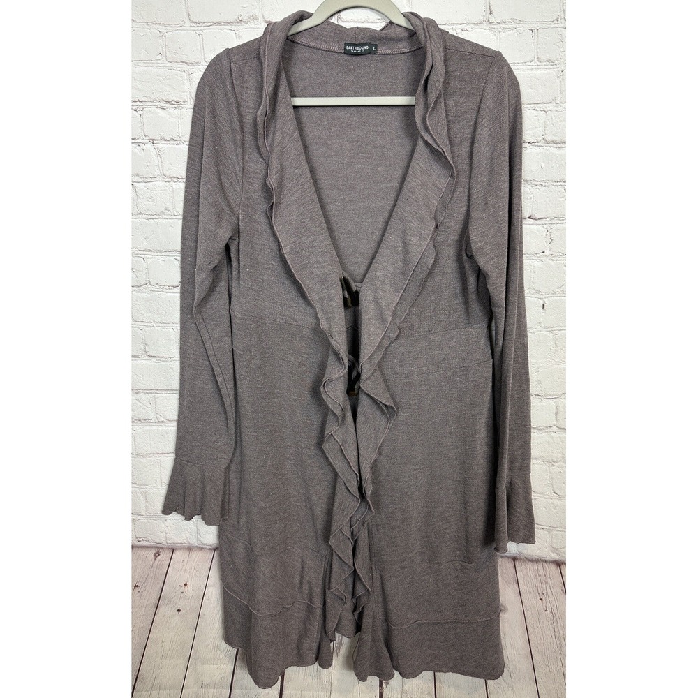 Earthbound Trading‎ Co viscose cardigan duster long length sweater, sz L, EUC